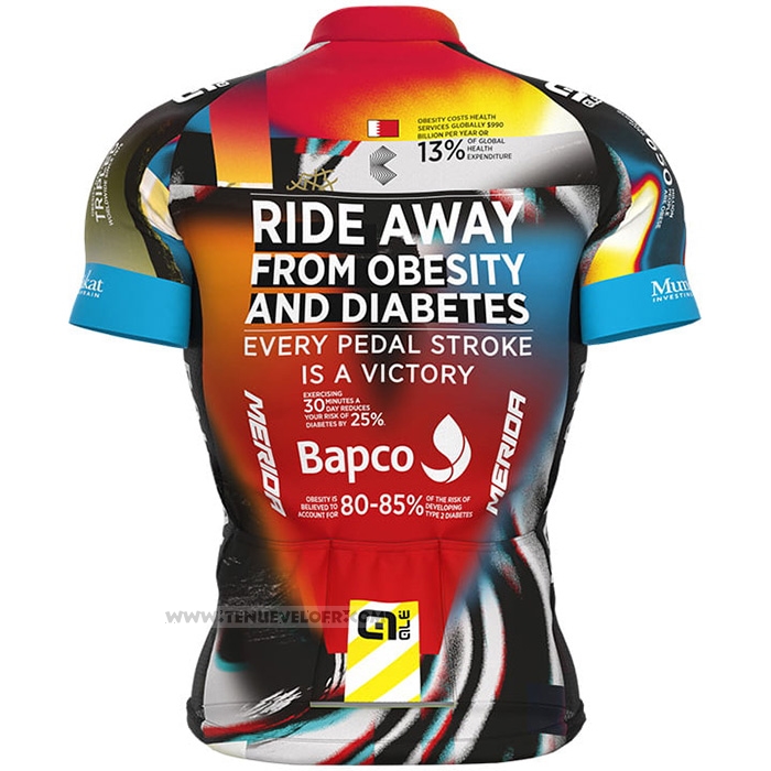 2021 Maillot Cyclisme Bahrain Victorious Noir Orange Manches Courtes et Cuissard